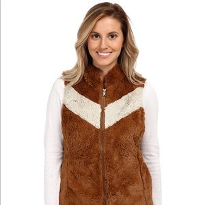 Brown Patagonia Fur Vest with Cream Stripe